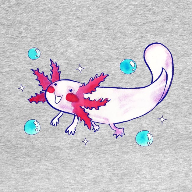 Sparkly Bubbly Watercolor Axolotl by saradaboru